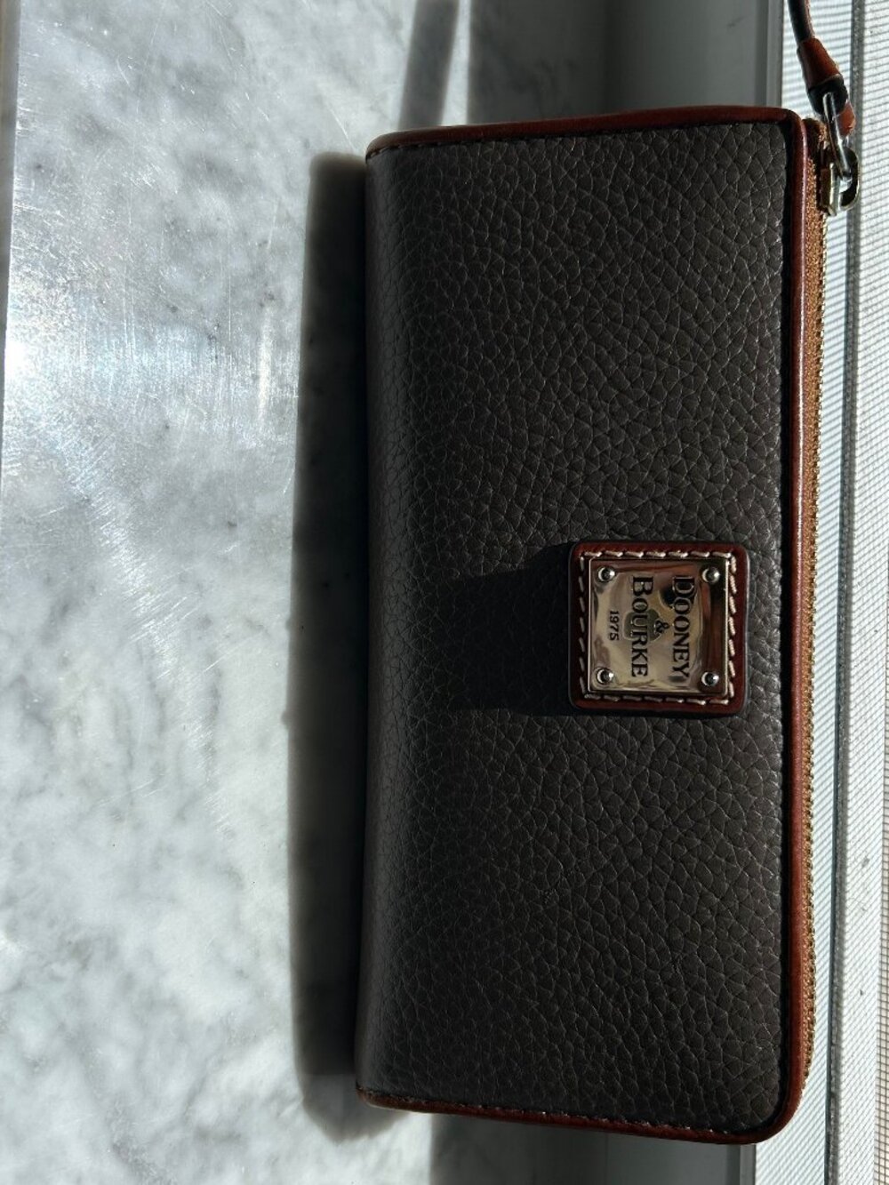 Dooney & Bourke Taupe Pebble Leather Zip Around Wallet - Picture 3 of 5
